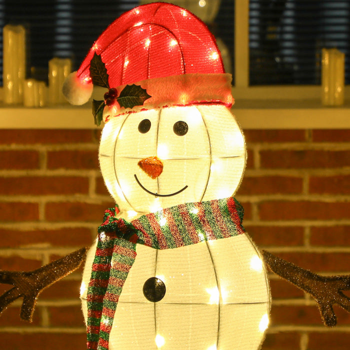 Outsunny Bonhomme de neige lumineux, decoration de Noel exterieure avec LED