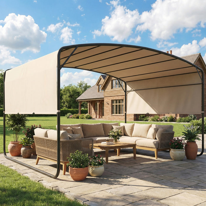 Outsunny Pergola retractable 10' x 13', pergola exterieure en metal