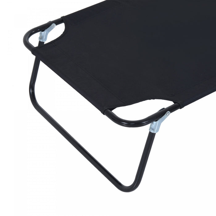 Chaise Longue Exterieure Ajustable Outsunny Avec Coussin De Soutien, Noire