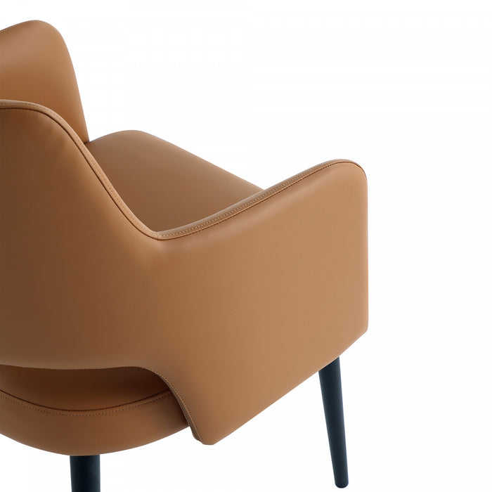 Fauteuil moderne Tremont en metal et cuir vegetalien couleur selle