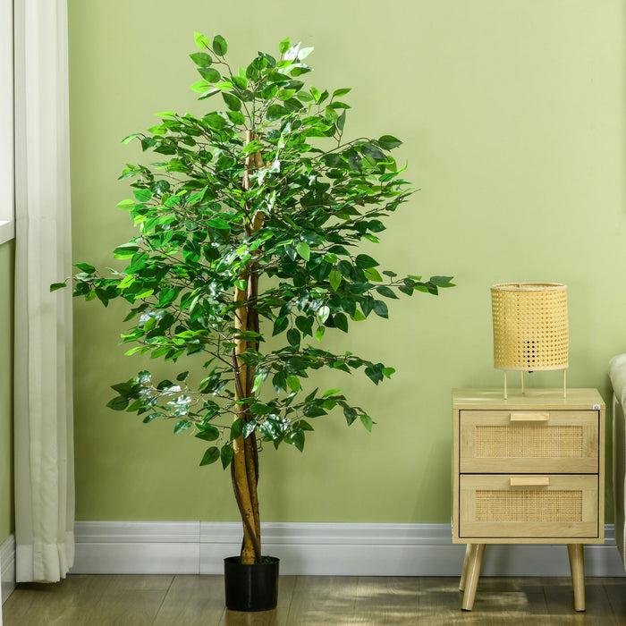 HOMCOM Arbres Artificiels Ficus, Plante Decorative Fausse pour Decoration