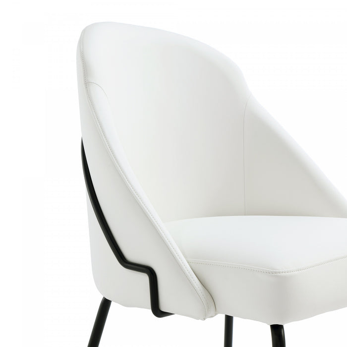 Chaise de salle a manger moderne Gracie en metal et cuir vegetalien blanc et noir