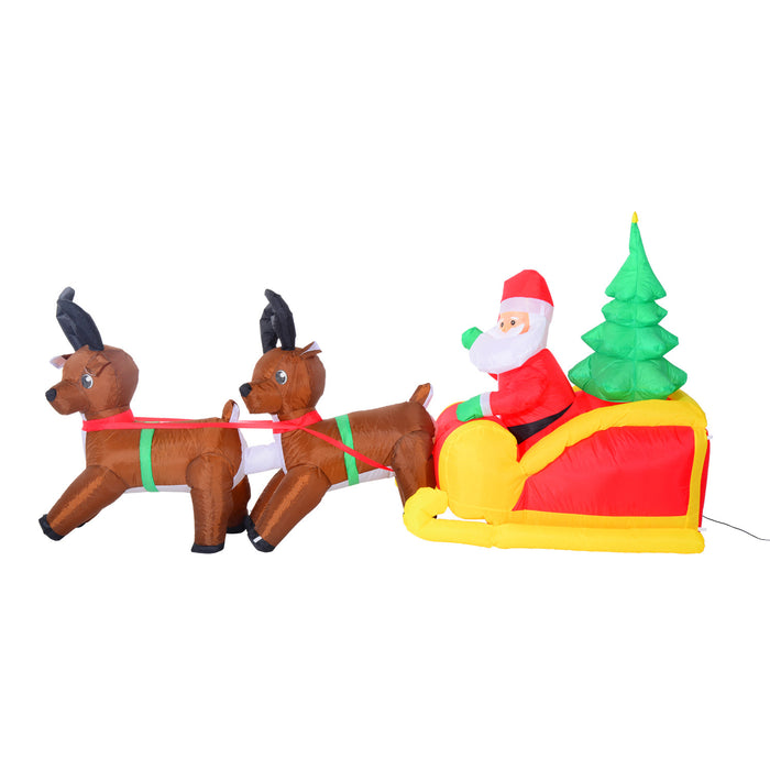 Homcom Traineau Du Pere Noel Gonflable Avec 2 Rennes