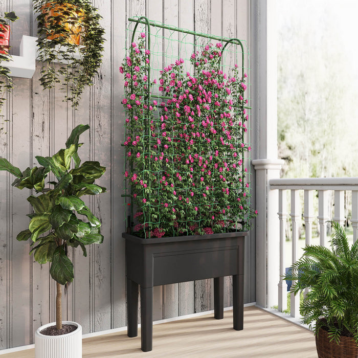 Costway Raised Garden Bed Planter Box Avec Escalade Trellis Indicateur De Niveau D'eau