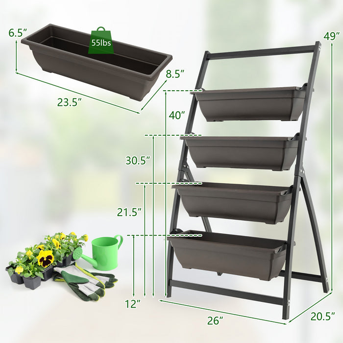 Costway 2pcs 4 Ft 4-tier Lit De Jardin Eleve Vertical Planteur Eleve W / 4 Boites De Conteneur