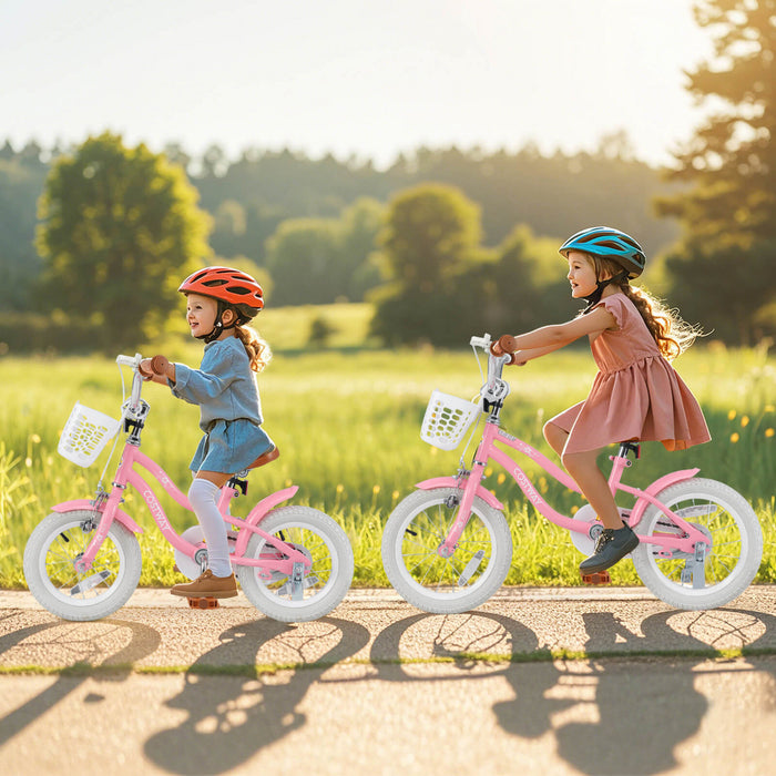 Bicycle Costway 12\" Pour Enfants De 3 A 4 Ans Bicycle Avec Frein A Main Avant Rouge
