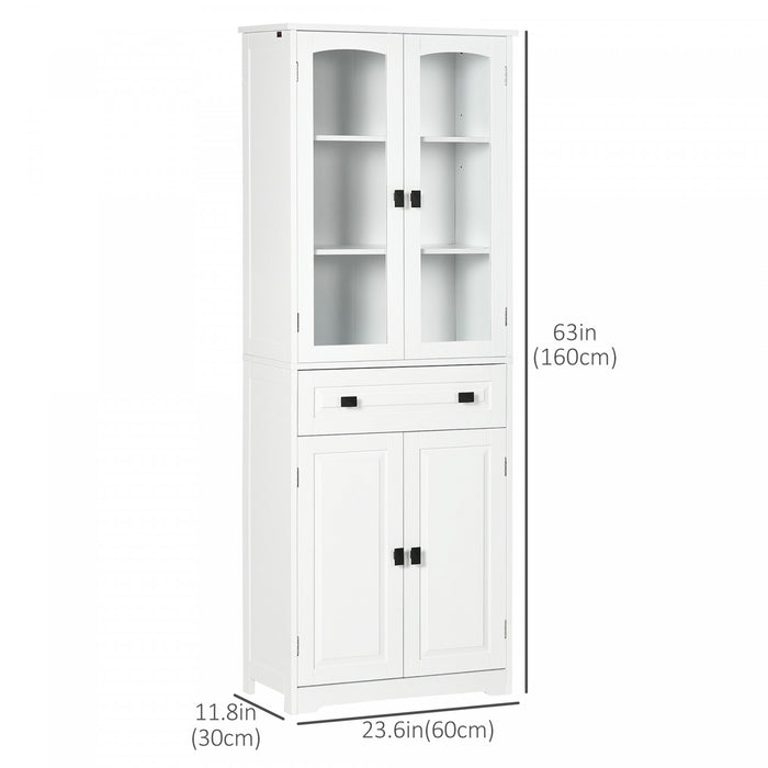 HOMCOM Armoire de rangement de la cuisine etageres reglables porte vitree
