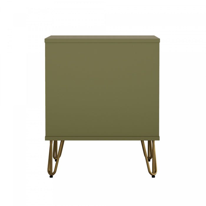 Table de nuit Rockefeller Mid-Century Modern 20\" en vert olive (1 tiroir)