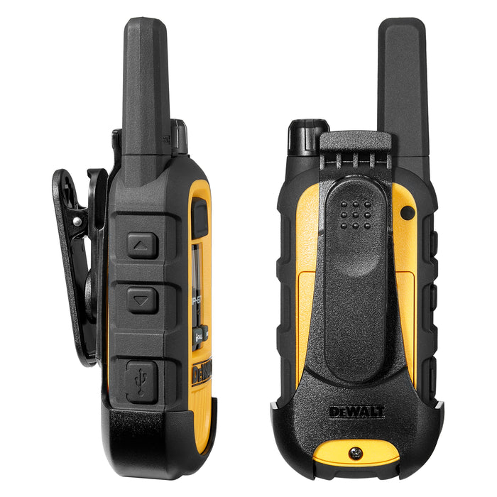 6 Talkies de chantier Dewalt DXFRS300 Plus écouteurs - 1 Watt, robuste, longue portée, radios bidirectionnelles intérieures-extérieures + 22 canaux