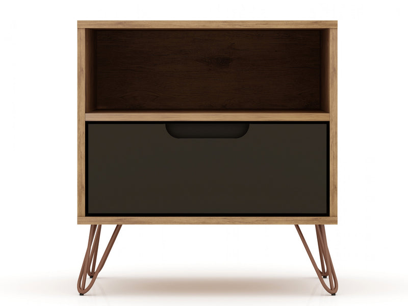 Table de nuit Rockefeller Mid-Century Modern 20\" en gris (1 tiroir) - Lot de 2