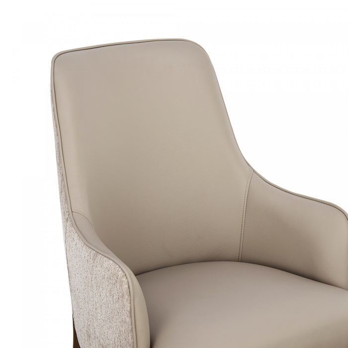 Fauteuil contemporain Belmont en chenille et similicuir avec structure en bois, rembourre, coloris taupe