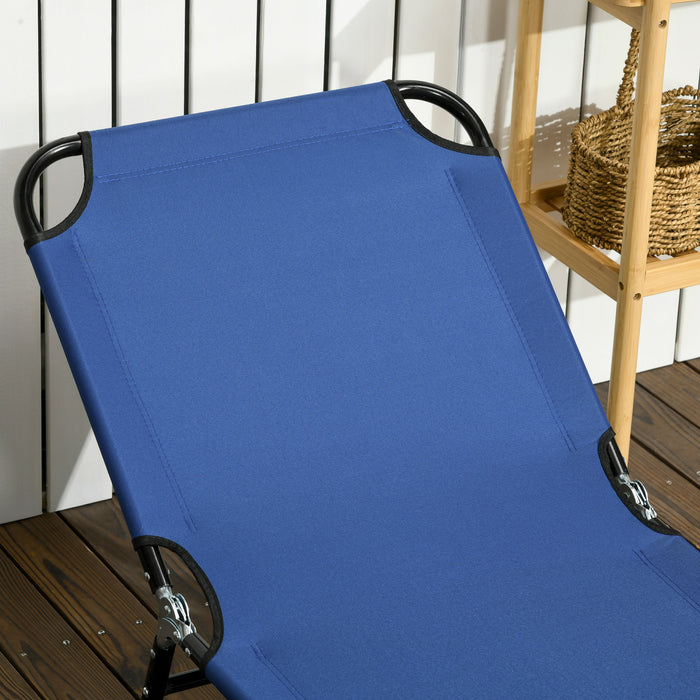Outsunny Lot De 2 Chaises Longues Pliantes Avec Dossier Reglable, Bleu
