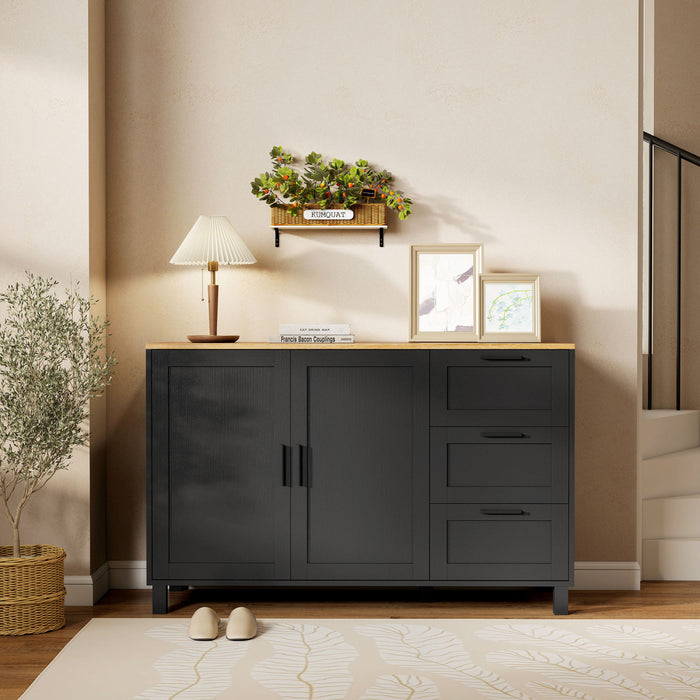 HOMCOM Buffet 47\" avec Portes a Fermeture Douce, Buffet Moderne, Noir