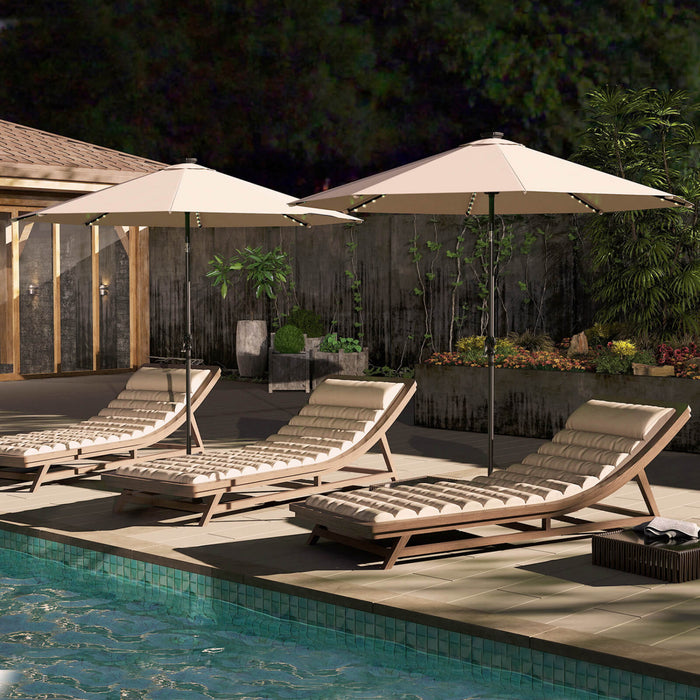 Parasol solaire Costway 10 FT avec 96 LED, inclinaison reglable a 35°, haut ventile, beige