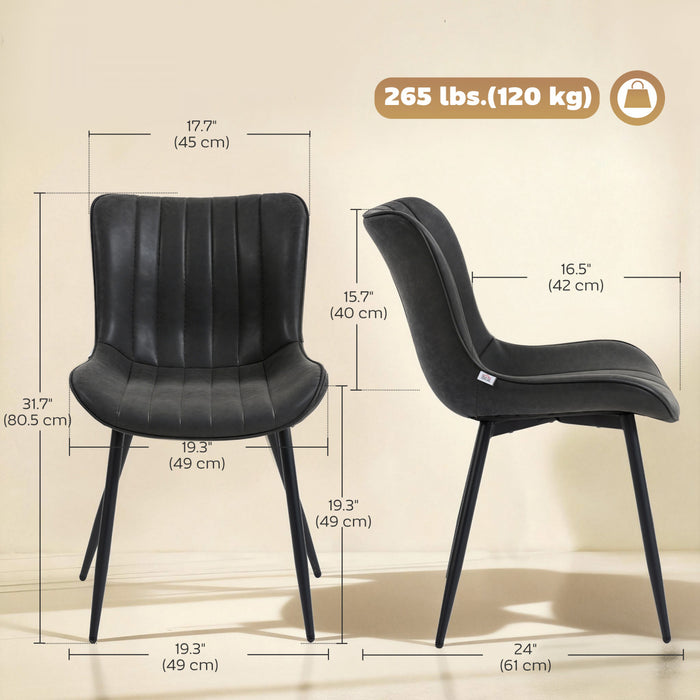 HOMCOM Lot de 2 Chaises de Cuisine Capitonnees avec Dossier
