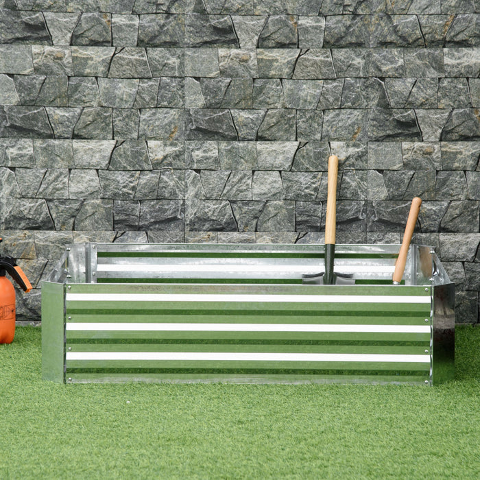 Outsunny Lit de jardin sureleve galvanise, jardiniere en metal 4' x 3' x 1'