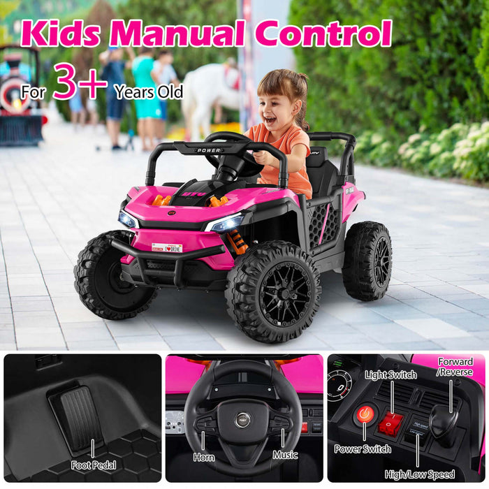 Costway 12v Kids Ride Sur Camion Avec Telecommande Parentale 3 Vitesses Et Fonction Avant Inverse Rose