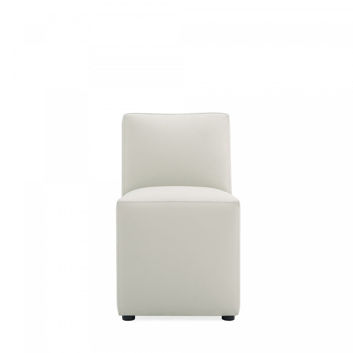 Chaise de salle a manger moderne en cuir vegetalien gris pierre Anna - Lot de 2