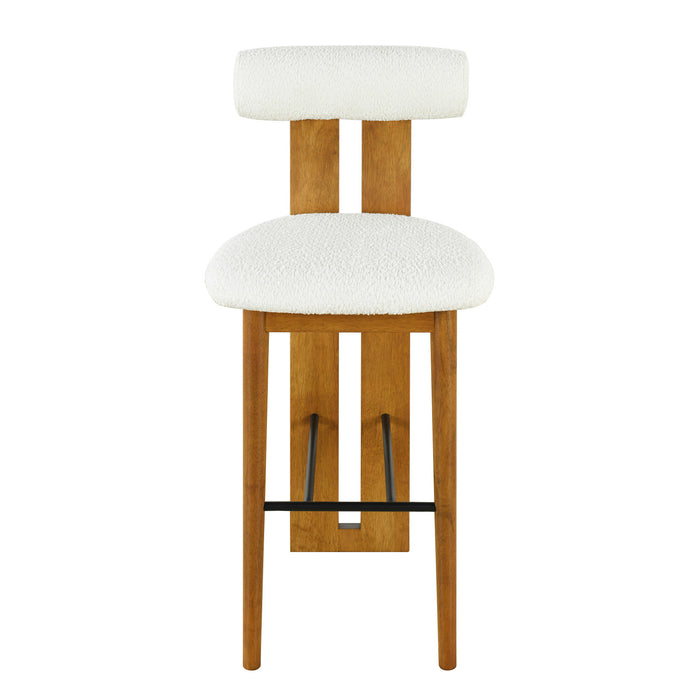 Sophia – Lot de 4 tabourets de bar modernes d’interieur en bois d’hevea avec dossier de soutien, coloris blanc et noyer