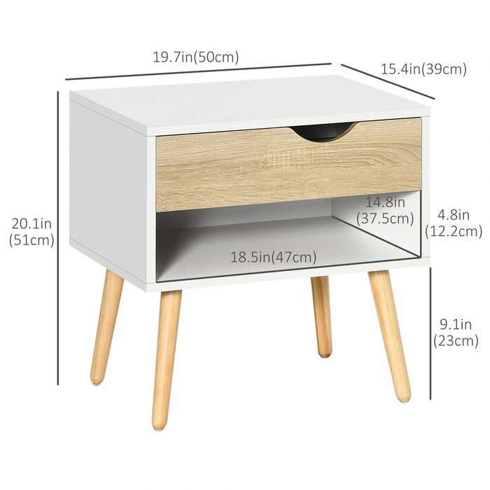 HOMCOM Table de Chevet Tiroir Etagere Table d'Appoint Chambre