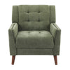 Midway Mid-Century Modern Armchair with Tufted Waffle Stitch, Green, Walnut | Midway Fauteuil Moderne du Milieu de Siecle a Point Capitonne Gaufre, Vert, Noyer