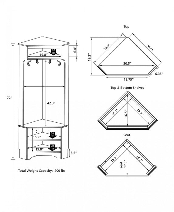 Portemanteau en coin Prepac - blanc