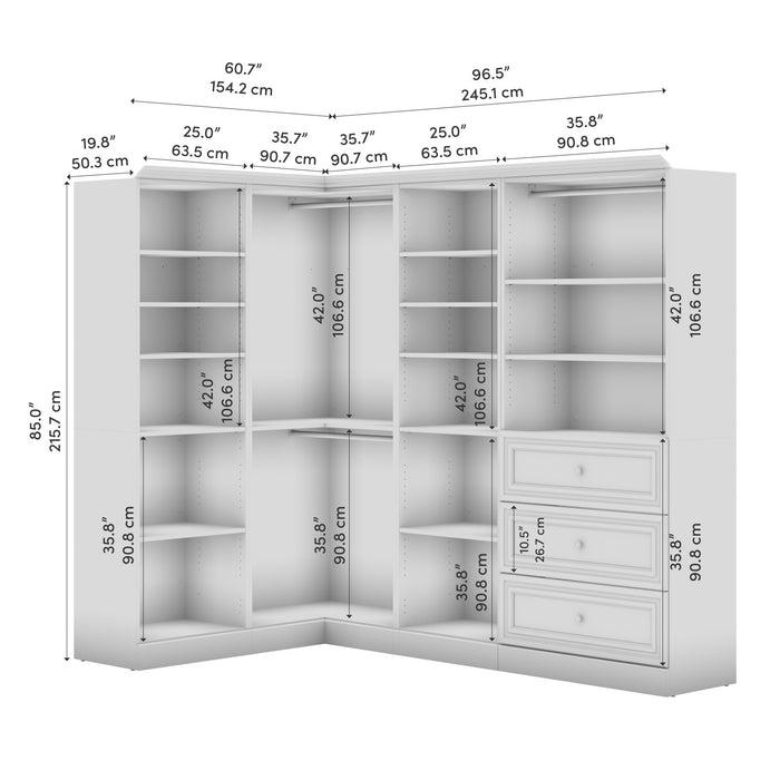 Organisateur de pièce-penderie Versatile de Bestar de 97 po (L) - blanc