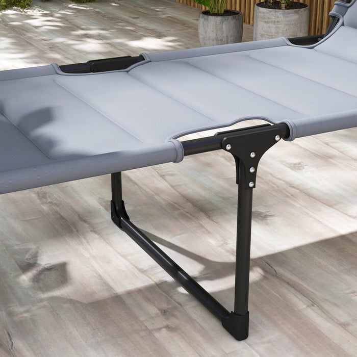 Outsunny Chaise Longue Pliante En 2 Parties, Gris