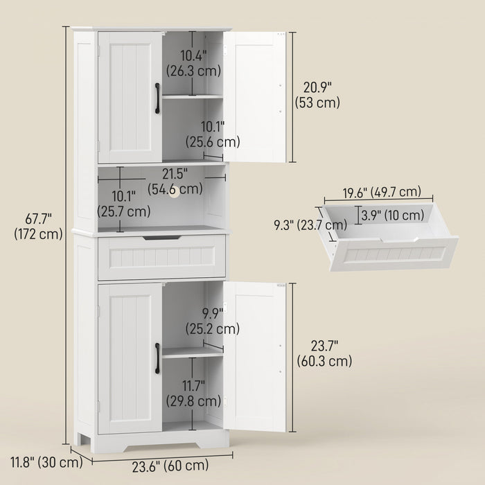 HOMCOM Armoire de rangement avec petit comptoir ouvert, buffet, blanc