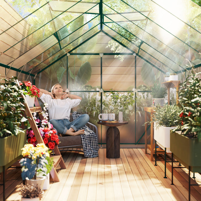Outsunny Serre de Jardin en Polycarbonate avec Toit Reglable, Transparent