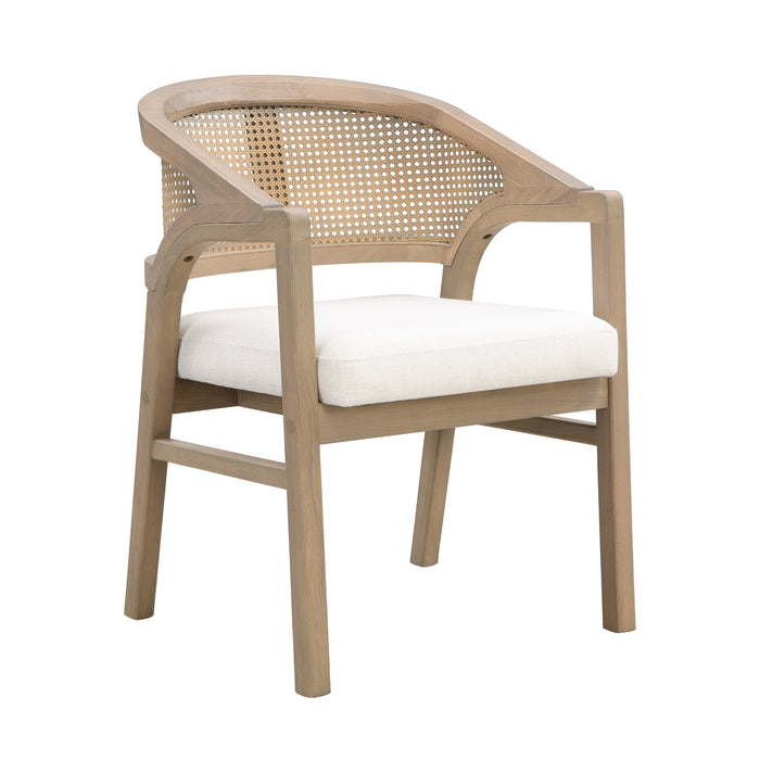Liam Ensemble de 2 chaises de salle a manger confortables avec dossier en rotin et structure en bois de caoutchouc, frene clair