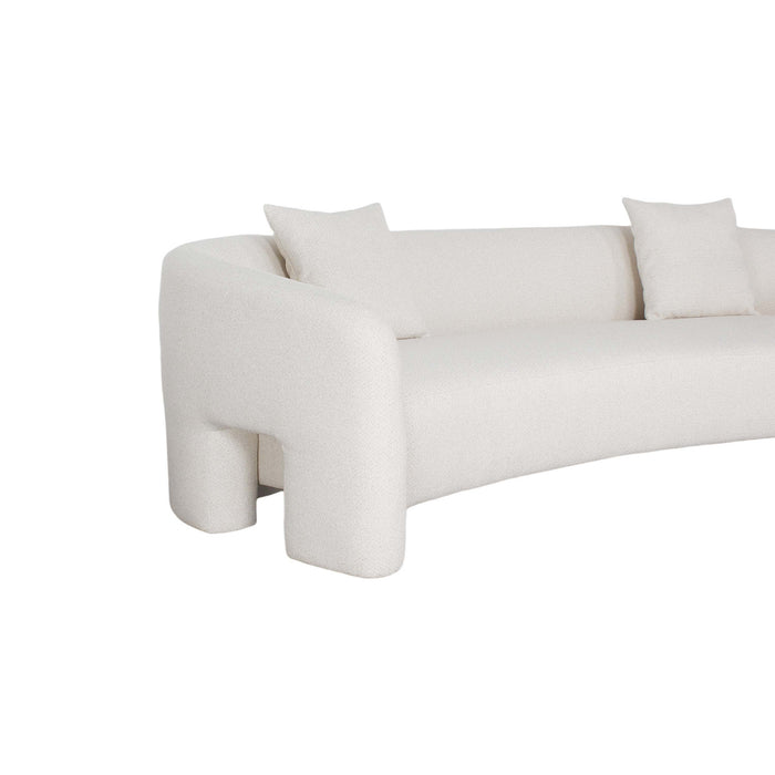 Canape deux places moderne glamour Sylvia 264 cm en tweed ivoire