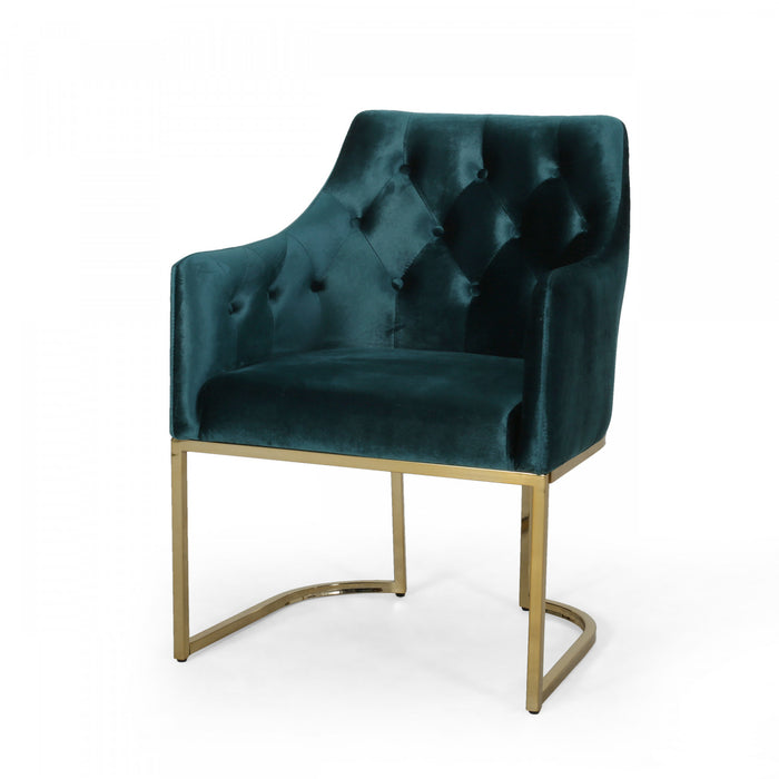 Fauteuil Club Ergonomique Jasmine Avec Revetement En Velours, Couleur Sarcelle