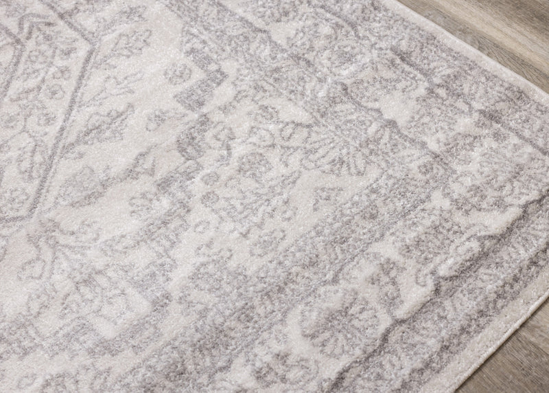 Tapis Fallon blanc gris elegant delave traditionnel, 6'7\" x 9'6\"