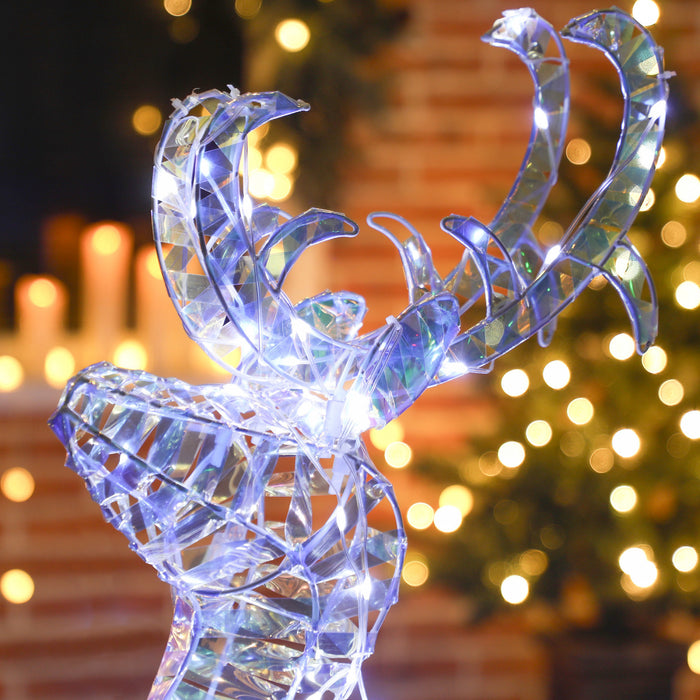 Outsunny Rennes de Noel avec traineau et eclairage, Decoration de vacances etanche
