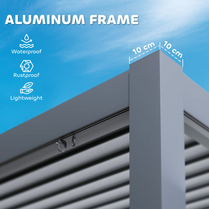 Outsunny Pergola A Persiennes 10' X 10' Toit Reglable Et Cadre En Aluminium