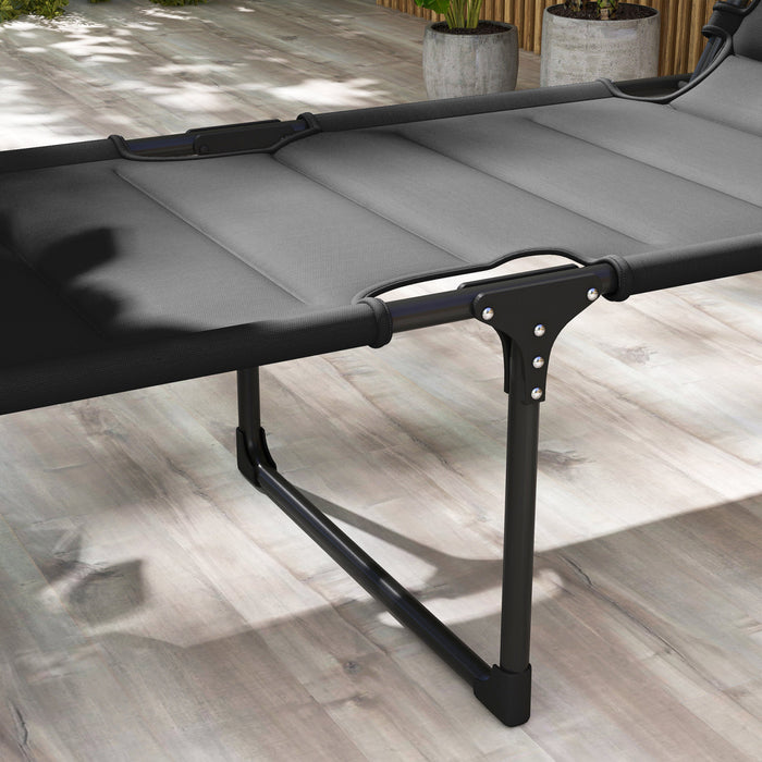 Outsunny Chaise Longue Pliante 2 Pieces, Chaises De Bronzage Inclinables