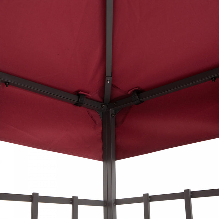 Outsunny 9,8 'x 9,8' Carre 2 Niveaux Gazebo Auvent Remplacement Couverture Superieure Exterieur Jardin Pare-soleil, Vin Rouge