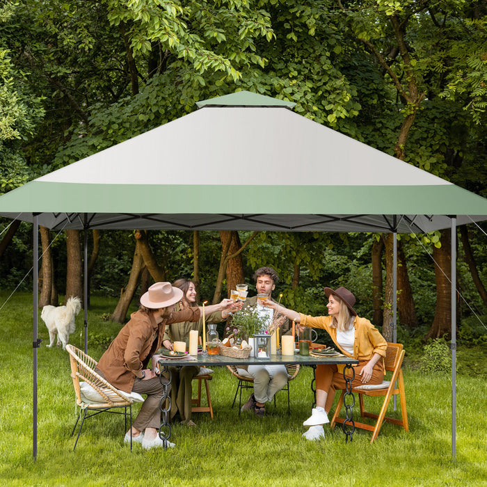 Tonnelle Pop-up 4x4 M Reglable En 3 Hauteurs Avec Sac A Roulettes, Gazebo Anti Uv Et Etanche Avec Cadre Robuste En Metal, Pavillon Instantane Pour Jardin, Patio, Arriere-cour