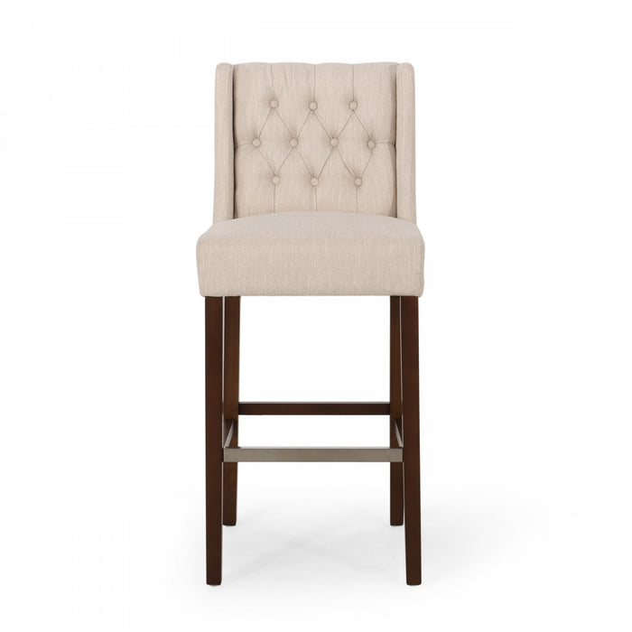 Ensemble De 2 Tabourets De Bar Bruce De 30,5 Po – Hauteur Comptoir – Pattes En Metal Et Tissu Rembourre, Beige