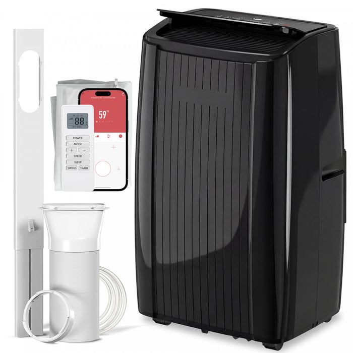 HOMCOM Climatiseur Portable 14 000 BTU avec Controle WiFi, Noir