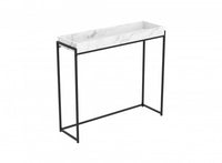 Console moderne de 40 po avec plateau encastré - marbre avec métal noir