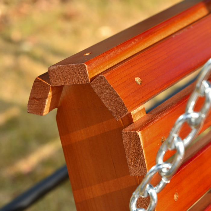 Outsunny Balancoire De Patio En Bois 2 Places Avec Porte-gobelet, Marron