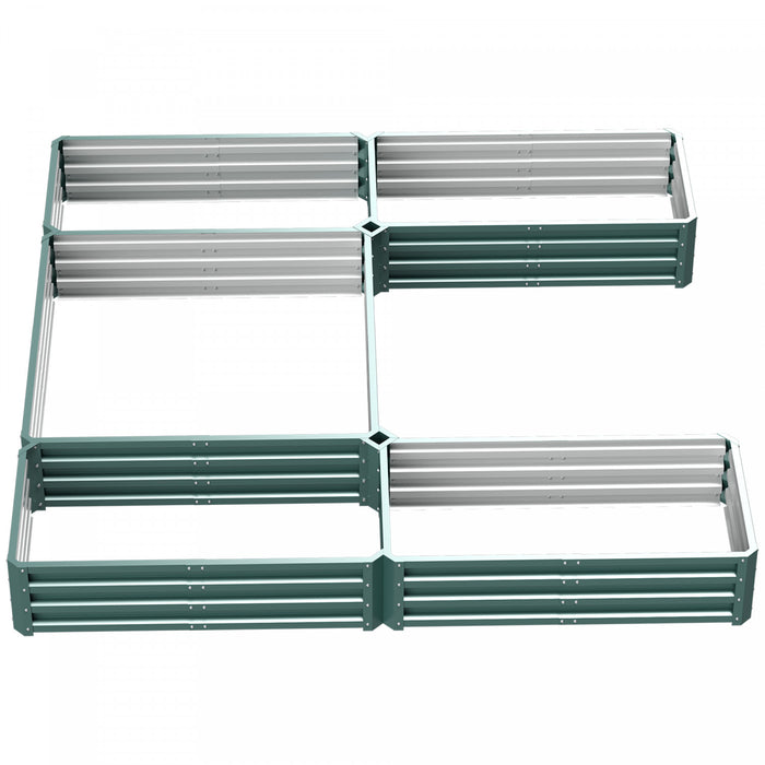 Outsunny 2,4 X 2,4 M Diy Lit De Jardin Sureleve, Lot De 5 Grandes Jardinieres En Acier Pour Plantes D'exterieur, Legumes, Fleurs, Herbes, Assemblage Facile, Vert