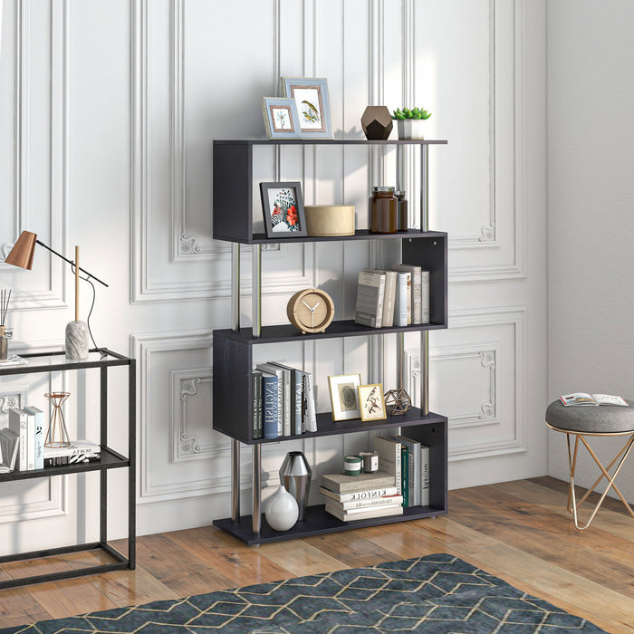 HOMCOM Bibliotheque 5 Niveaux Forme Z Metal Presentation