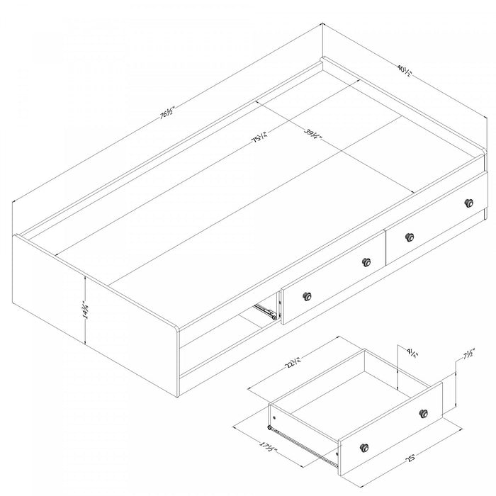 Lit matelot Summer Breeze à 3 tiroirs - pin blanc