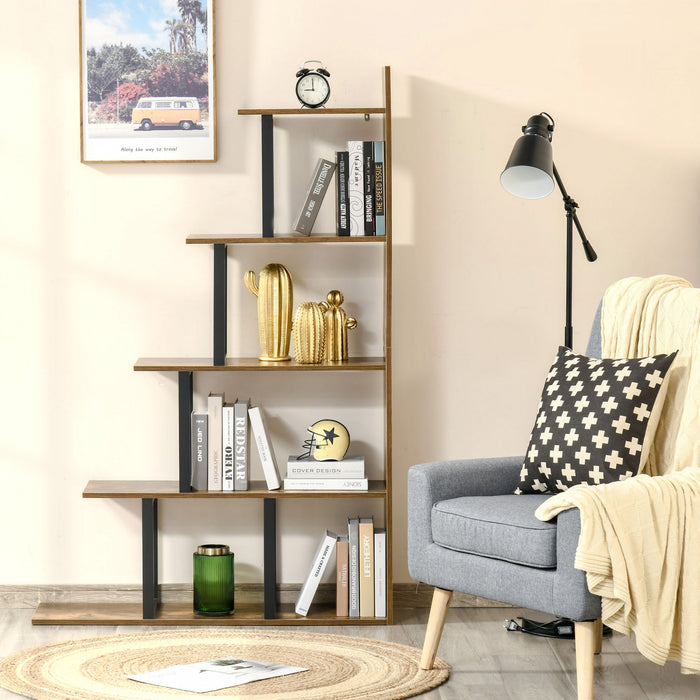 HOMCOM Etagere Echelle 5 Niveaux Presentation Plantes Brun Rouille