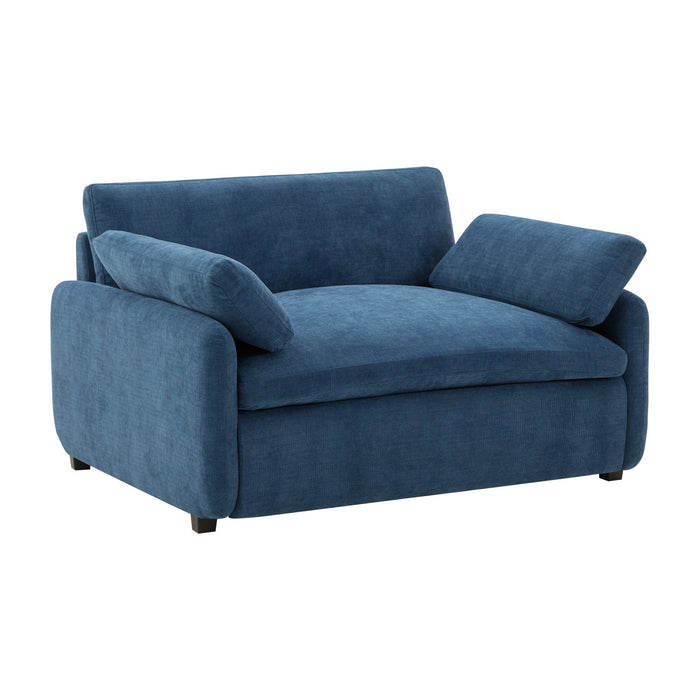 Fauteuil d’appoint surdimensionne Olivia avec coussins, bleu