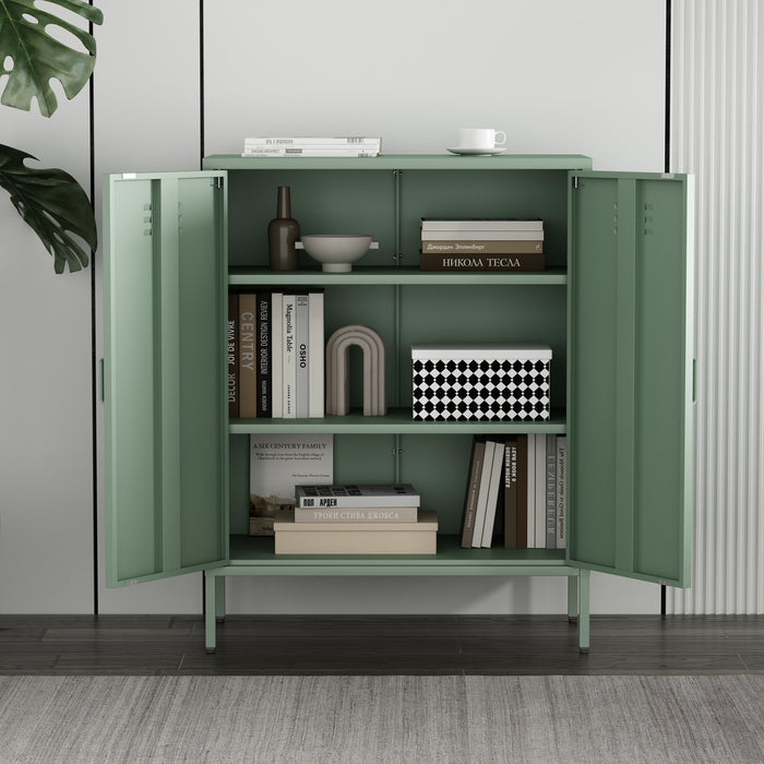 Armoire d’appoint moderne Naomi 32\" en metal vert sauge