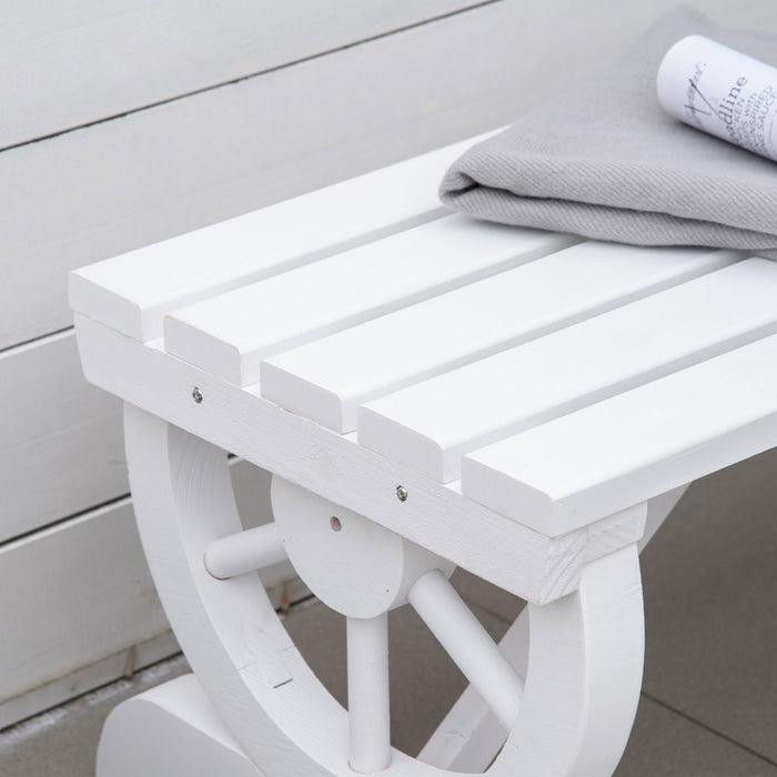 Outsunny Banc D'exterieur En Bois Rustique, Banc De Jardin, Blanc